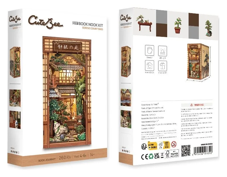 Serene Courtyard Book Nook – CuteBee Holzbausatz 22 x 12 cm 6