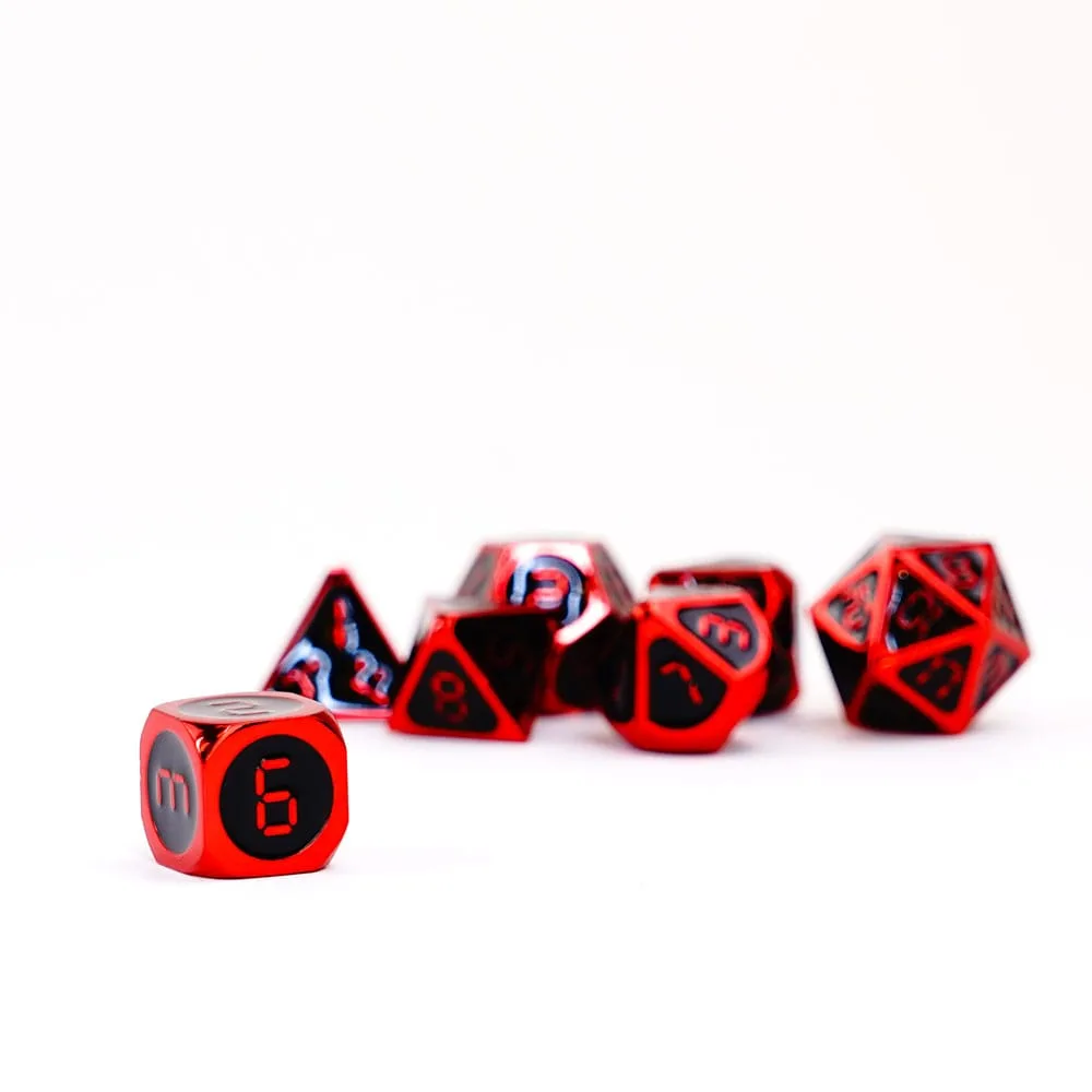 FanRoll Metal Dice Set – Red with Black Enamel 16 mm 4