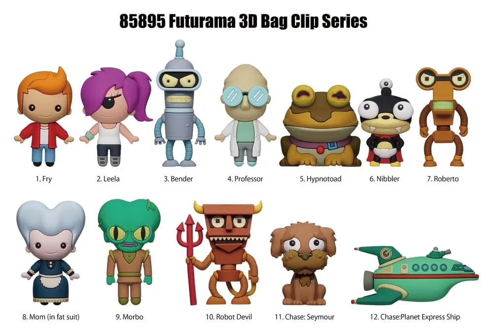 Futurama 3D Foam Bag Clips – Series 1 Display of 24 3