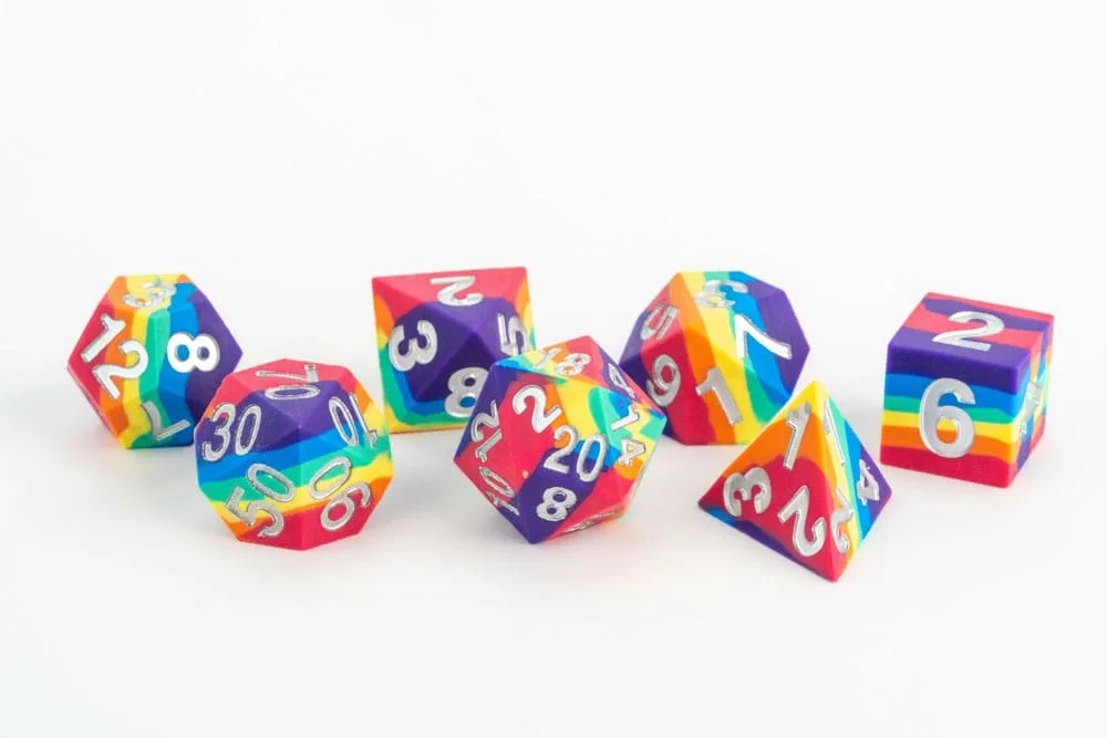 FanRoll Silicone Dice Set – Rainbow Sharp Edge 16 mm 4