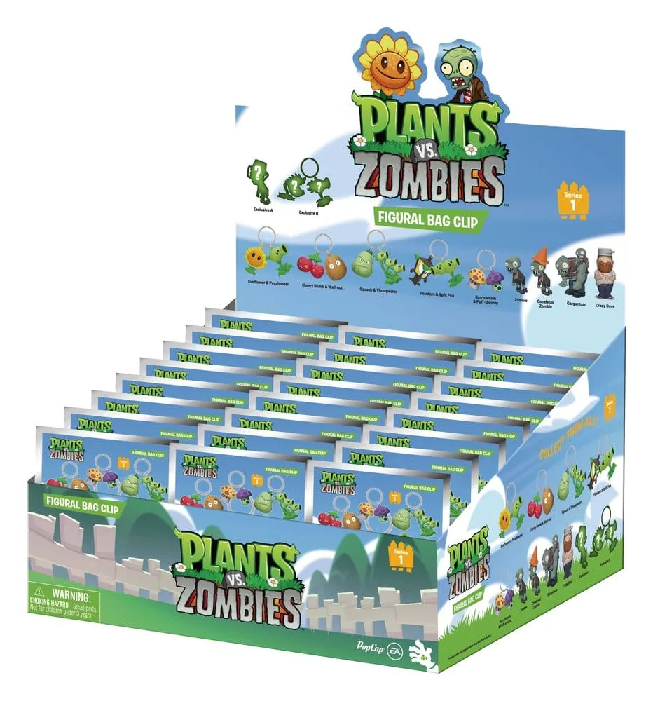 Plants vs. Zombies Bag Clips – Series 1 Display of 24