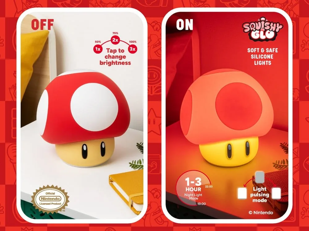 Super Mario Light – SquishyGlo Super Mushroom 15 cm 2