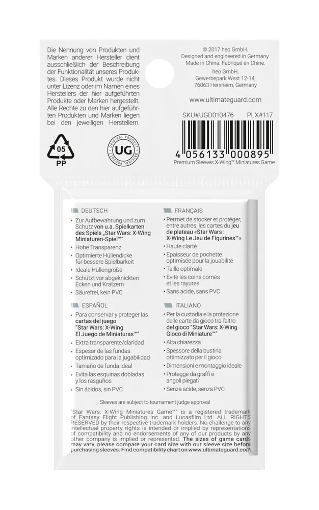 Ultimate Guard Card Sleeves – X-Wing 50 Pack 43 x 65 mm 3