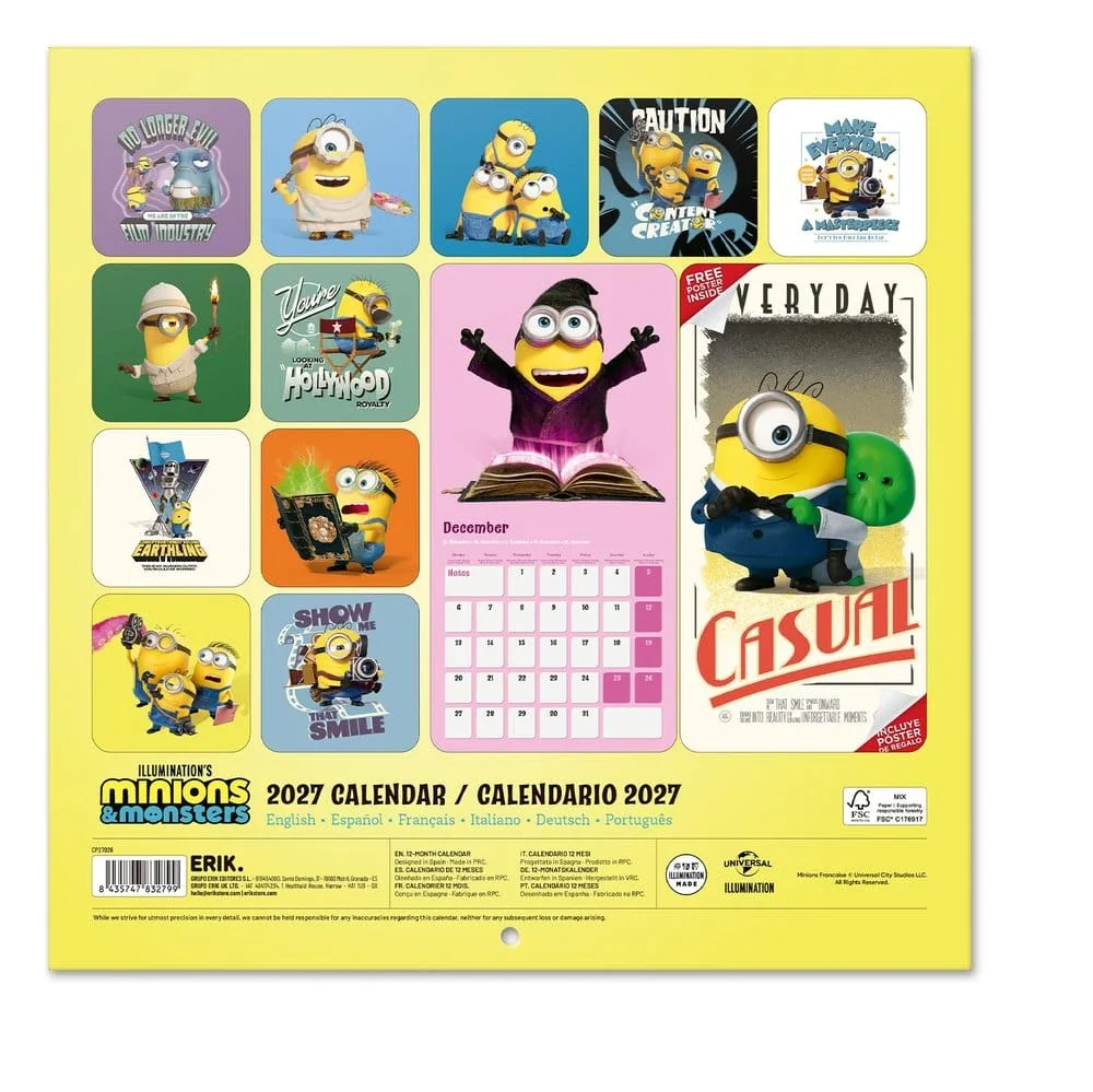 Minions Wall Calendar – 2027 with Poster 29.5 x 29.5 cm 2