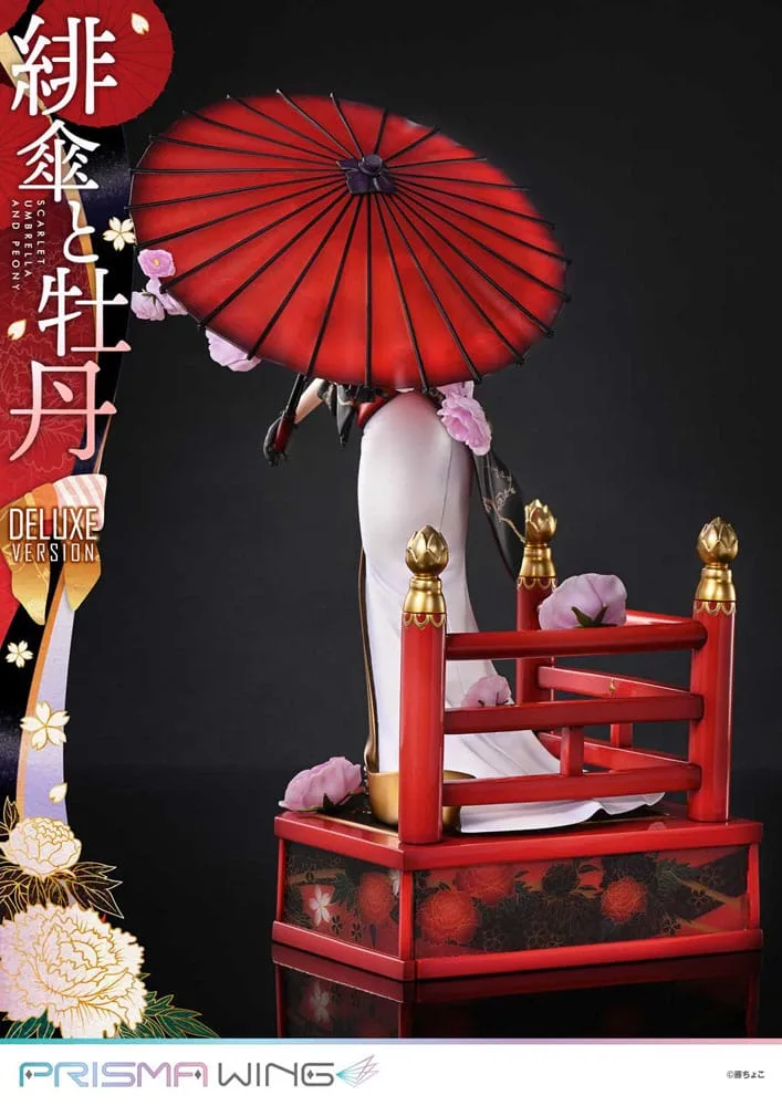 Fuzichoco Statue – Scarlet Umbrella and Peony Deluxe 32 cm 12