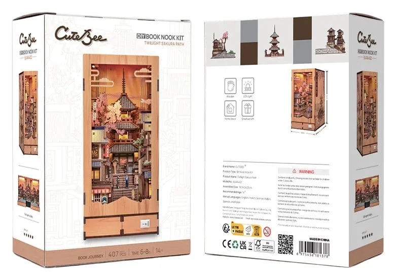 Twilight Sakura Path Book Nook – CuteBee Holzbausatz 23 x 12 cm 2