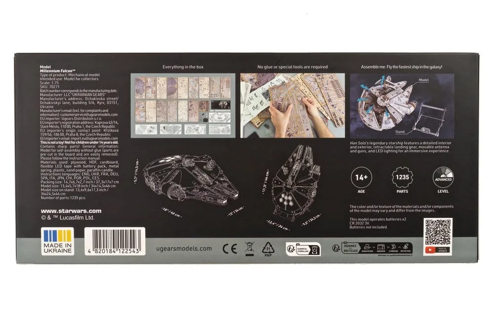 Star Wars Wooden Model Kit – Millennium Falcon 1/75 Scale 25
