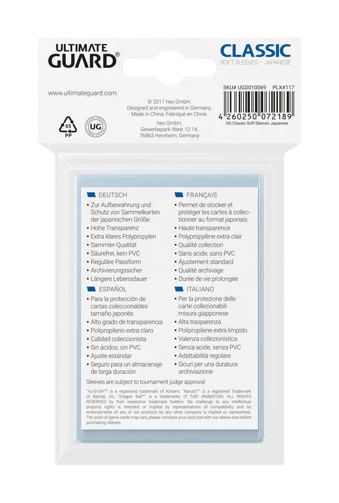 Ultimate Guard Card Sleeves – Classic Japanese Size 100-Pack 2