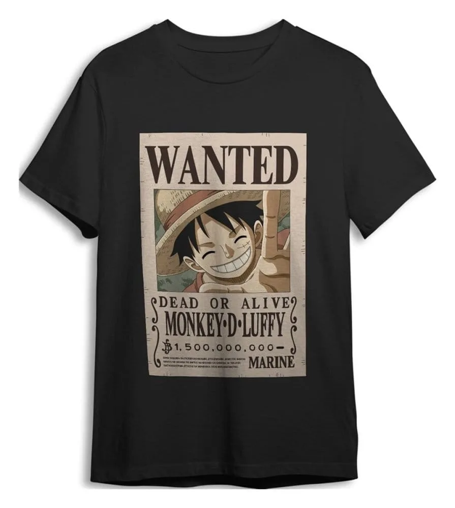 One Piece T-Shirt – Monkey D. Luffy Wanted Black L