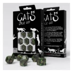Cats Dice Set – Q Workshop Pixel Green and Gold 7-Piece 2