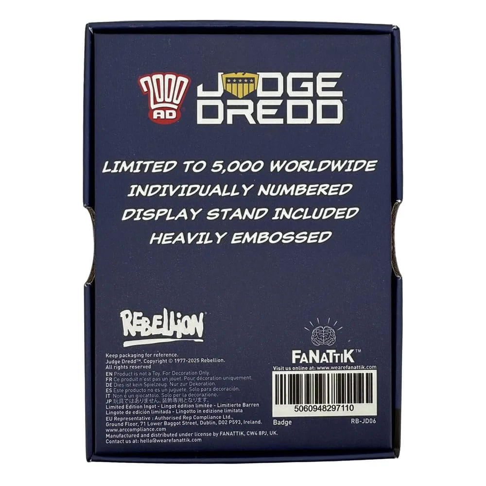 2000 AD Replica Badge – Judge Dredd Limited Edition 90 x 74 mm 5