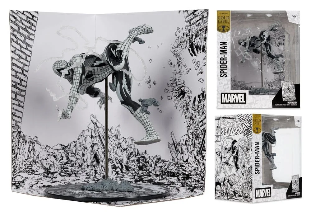 Marvel PVC Statue – Spider-Man Line Art Gold Label 17.2 cm 4