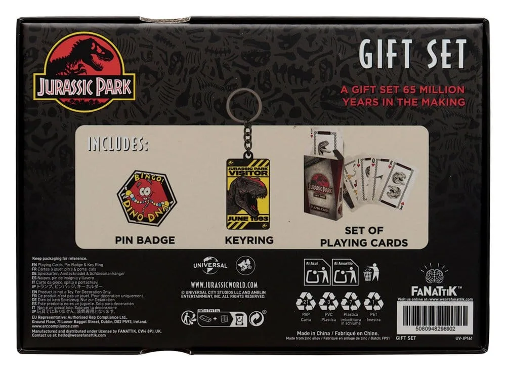 Jurassic Park Gift Set – Dino Keyring Pin and Playing Cards 3