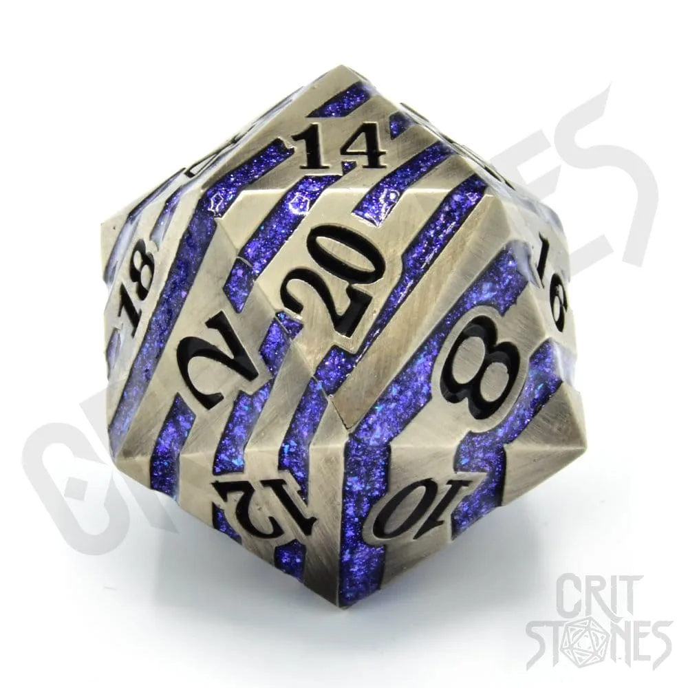 CritStones Metal D20 Die – Engraved Elder 3 cm