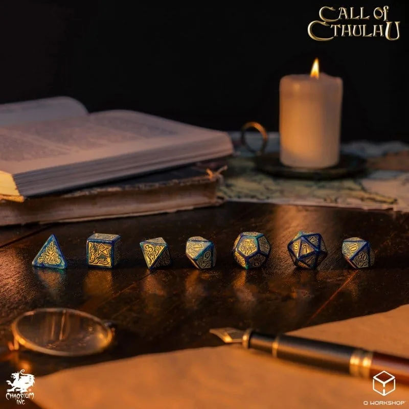 Call of Cthulhu Dice Set – 7th Edition Blue-Green and Gold 7 Pieces 6