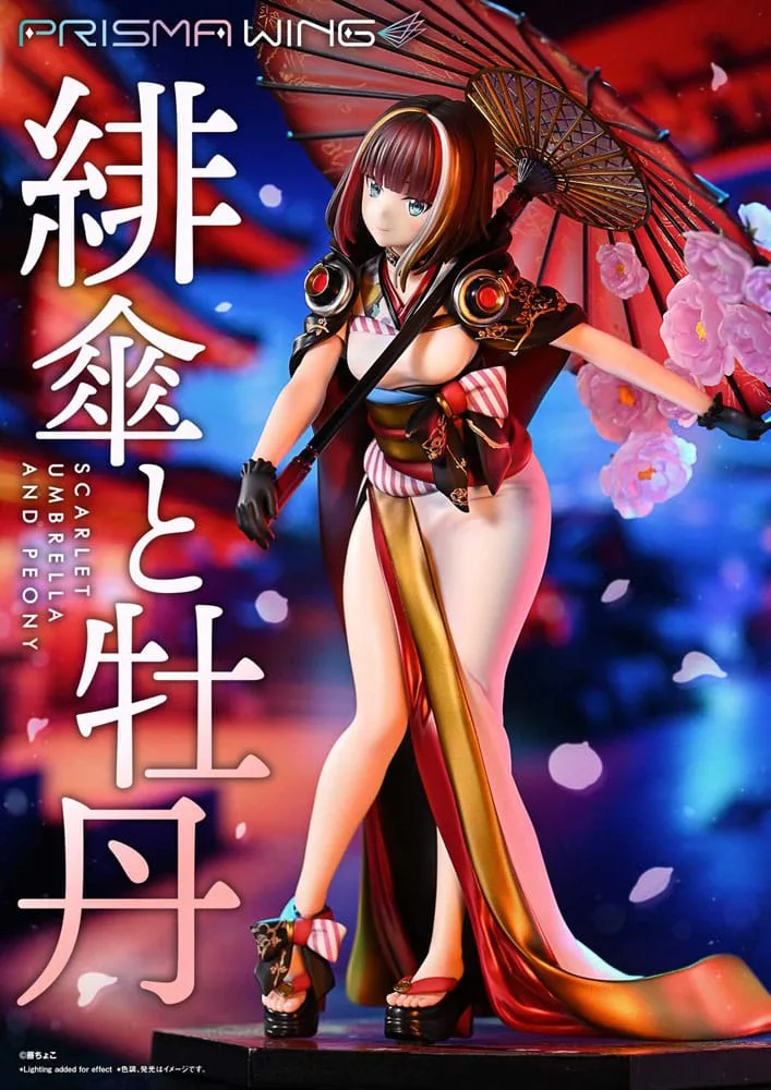 Fuzichoco Statue – Scarlet Umbrella and Peony Deluxe 32 cm 17