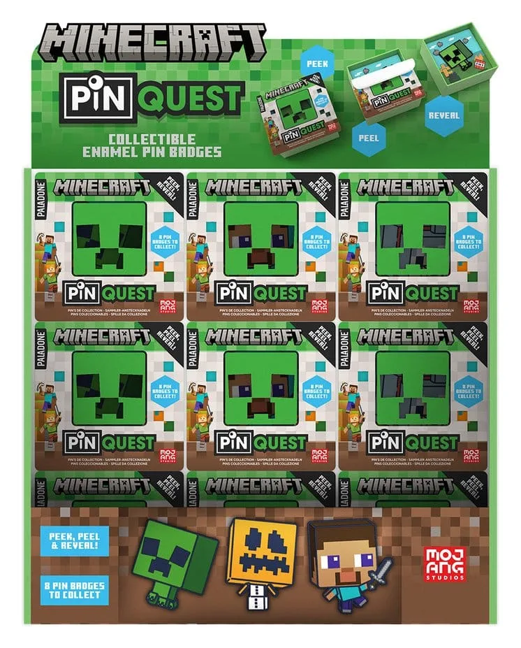 Minecraft Enamel Pins – Pin Quest Blind Box Assortment of 36