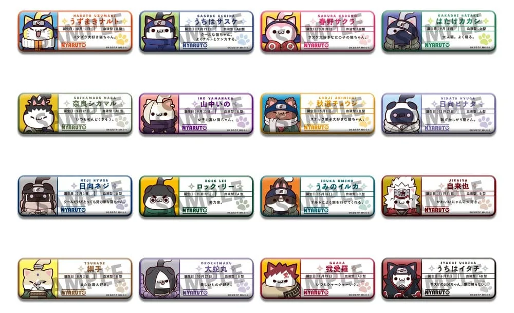 Naruto Enamel Pins – Mega Cat Project Nyaruto 16-Pack 5 cm