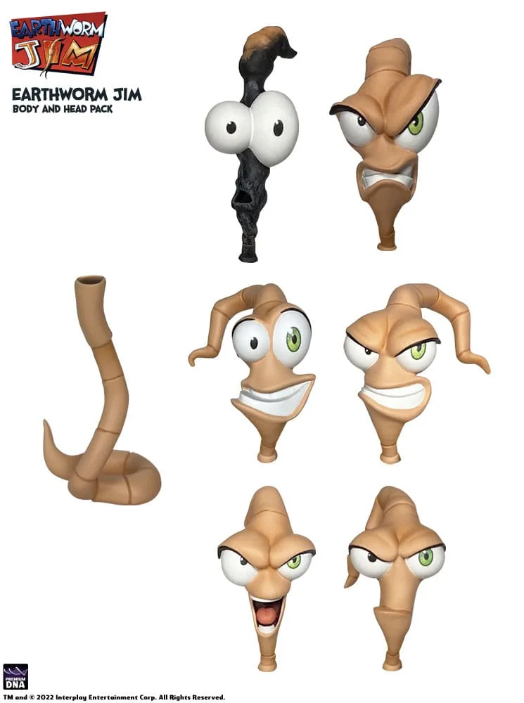 Earthworm Jim Accessory Pack – Wave 1 Worm Body and Heads