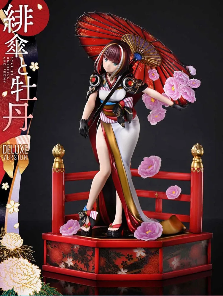 Fuzichoco Statue – Scarlet Umbrella and Peony Deluxe 32 cm 1