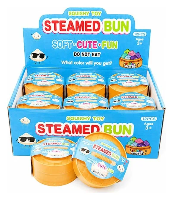 Steamed Bun Squishy Toy – Dumpling Blind Box Display 12 Pieces