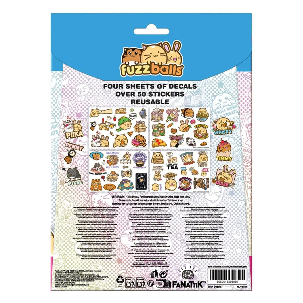 Fuzzballs Tech Sticker Pack – 4 Reusable Vinyl Sheets 2