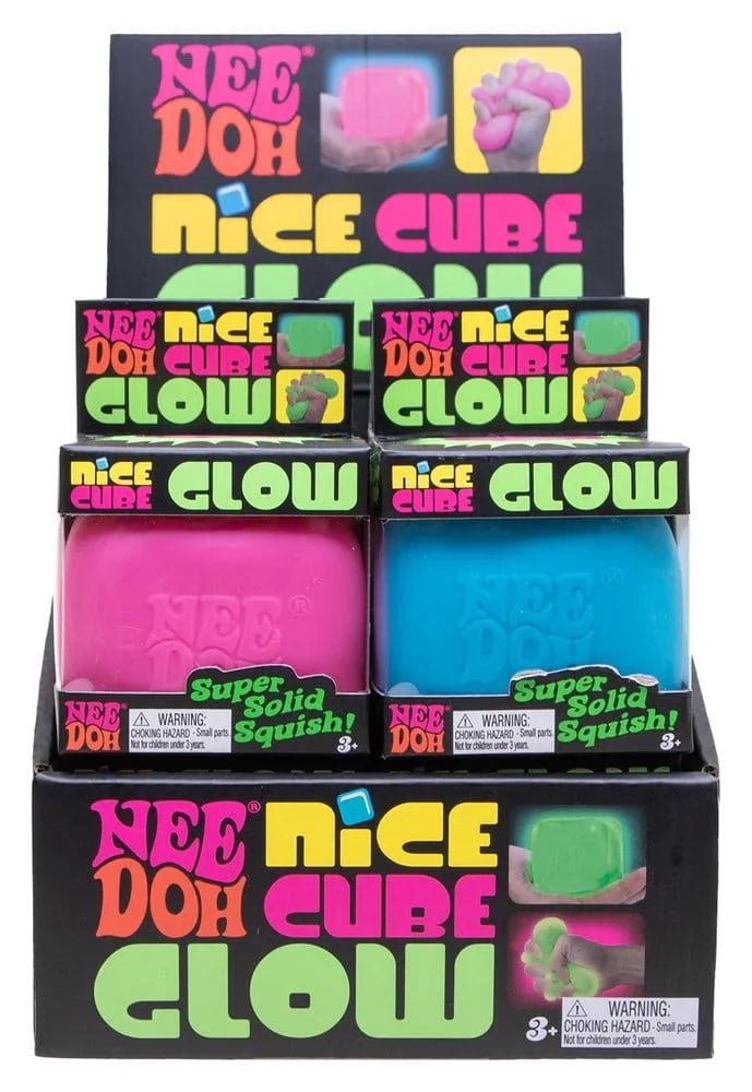 NeeDoh Knijpspeelgoed – Nice Cube Glow 12 stuks 5 cm 2