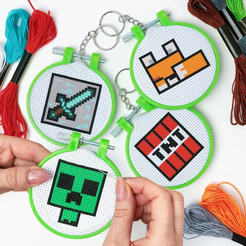 Minecraft DIY Keychain Set – Cross Stitch Charms 2