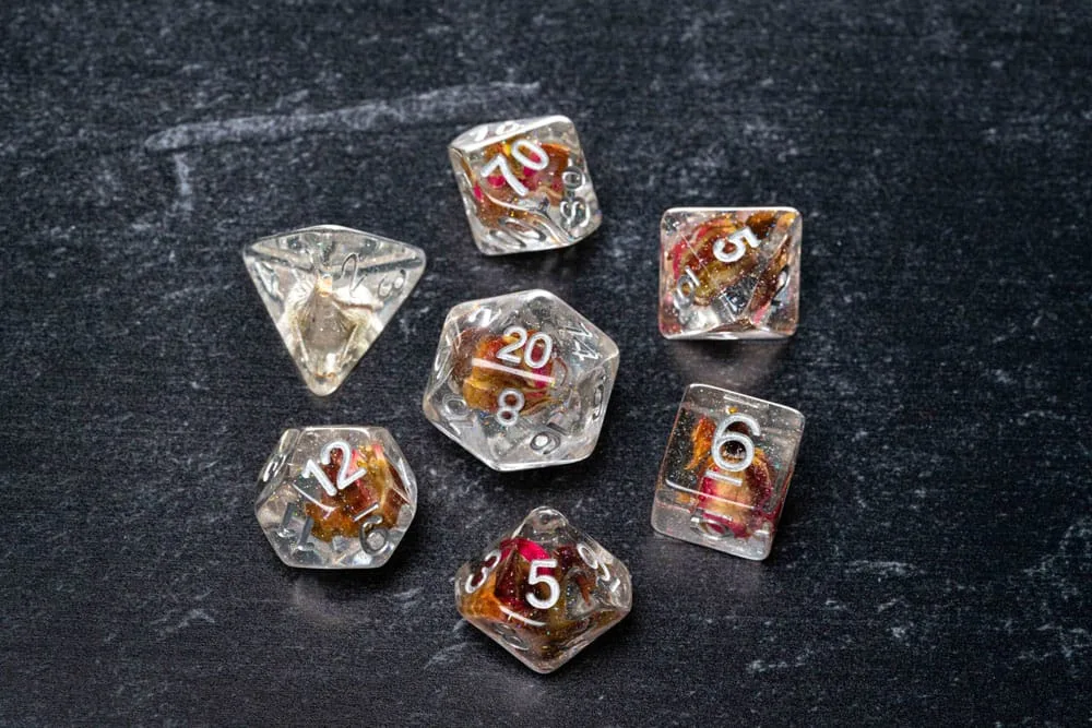 FanRoll Dice Set – Real Rose 7 Piece 16 mm 5