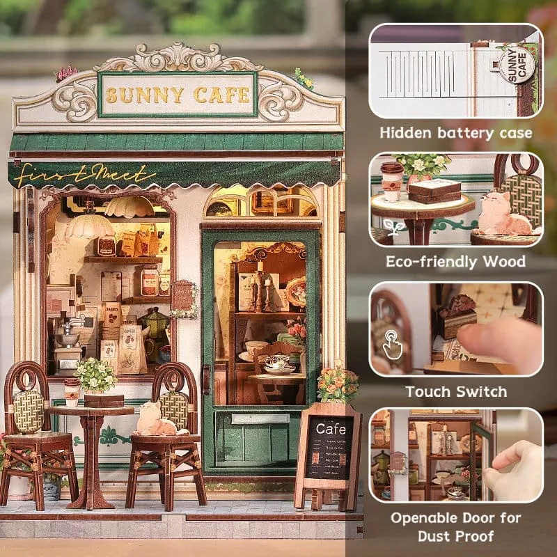 CuteBee Miniature House Model Kit – Sunny Cafe 20 x 16 cm 6