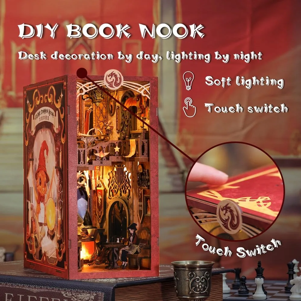 Flame Common Room Book Nook – CuteBee Wooden Puzzle 23 x 11 cm 18