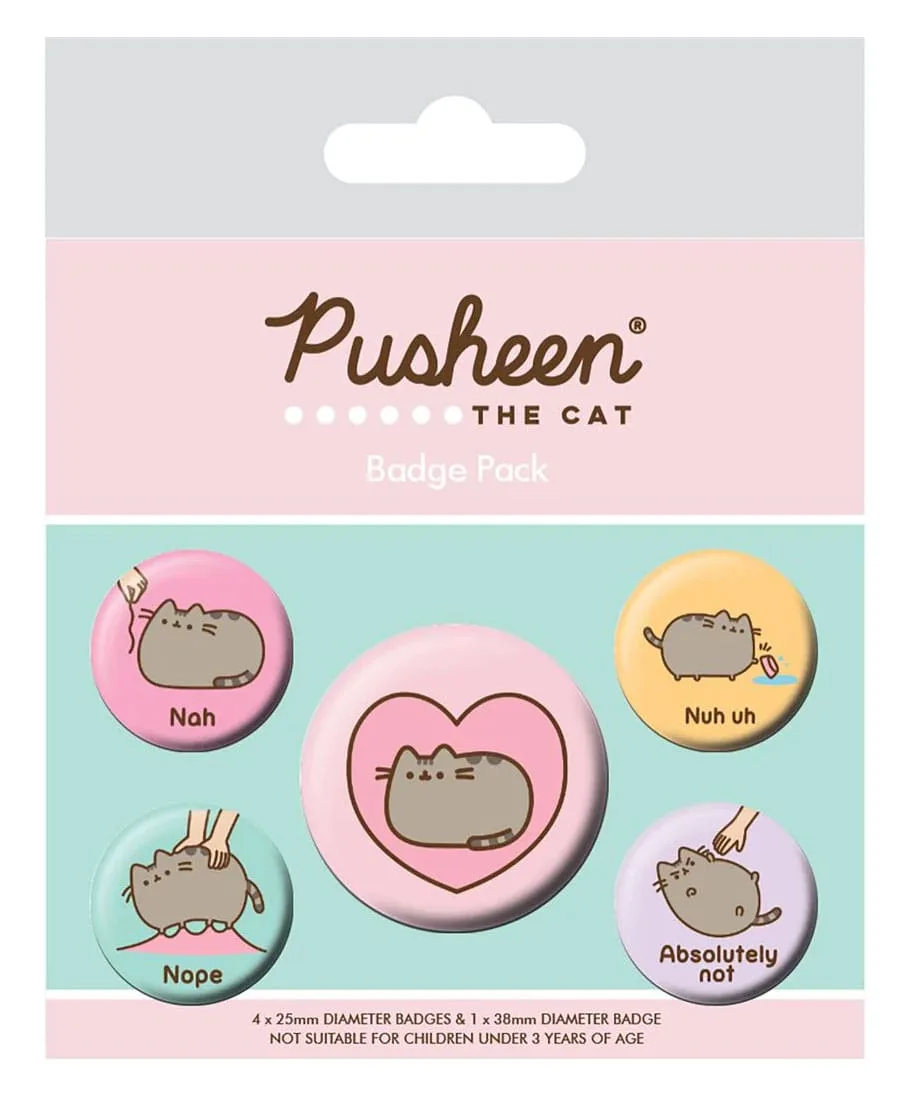 Pusheen Pin-Back Buttons – Nah 5-Pack
