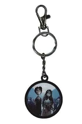 Corpse Bride Metal Keychain – Couple and Logo 7 cm