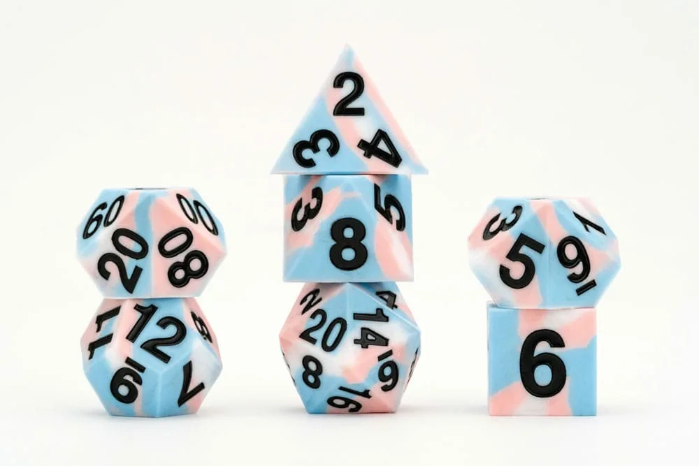Pride Dice Set – FanRoll Transgender Flag 16 mm