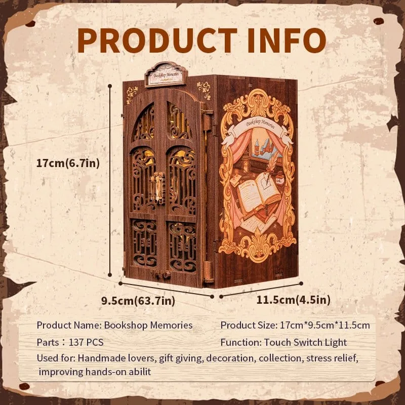 Book Nook Model Kit – CuteBee Bookshop Memories 17 x 10 cm 7