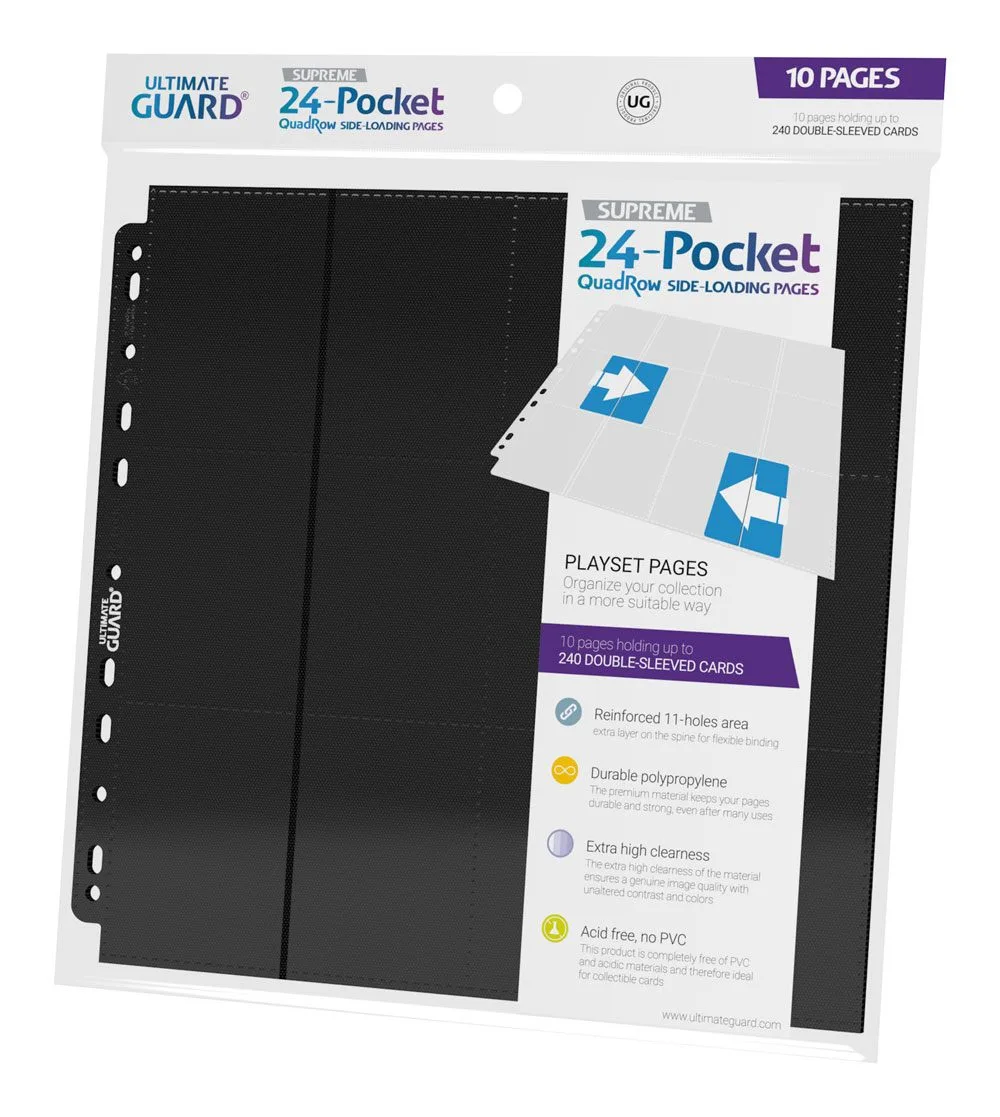 Ultimate Guard Binder Pages – 24-Pocket QuadRow Black 10-Pack 2