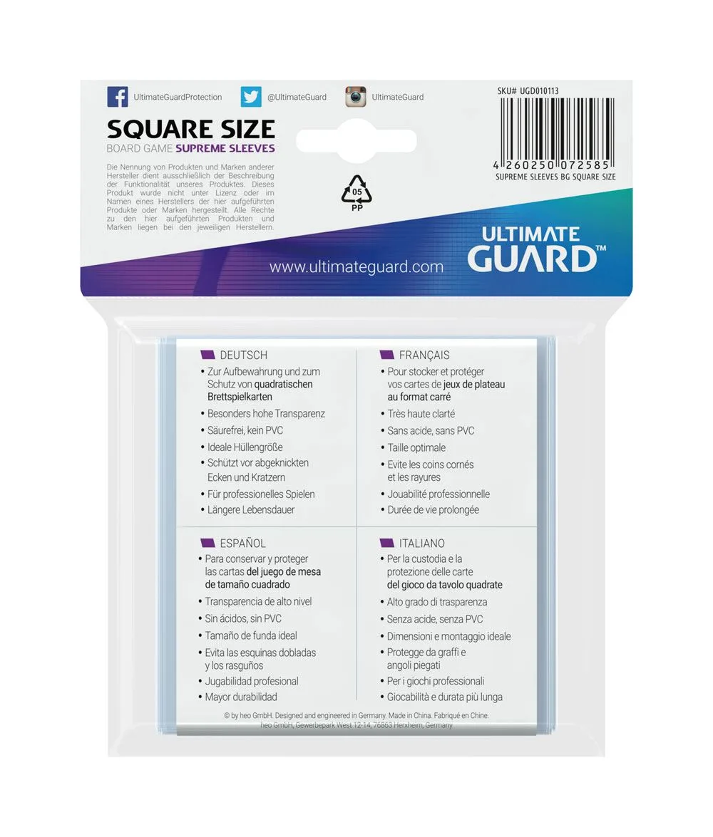 Ultimate Guard Card Sleeves – Supreme Square 50-Pack 73 x 73 mm 3