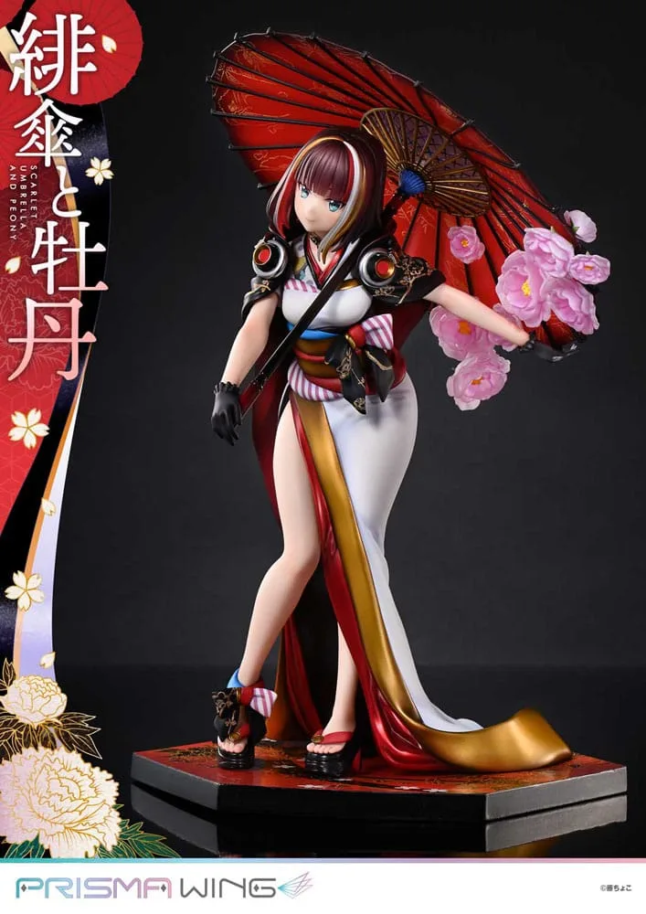 Fuzichoco Statue – Scarlet Umbrella and Peony Deluxe 32 cm 20