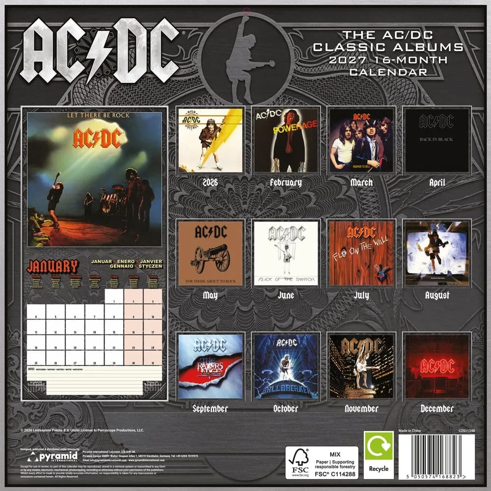 AC/DC Kalender – Albumhoezen 2027 30 x 30 cm 2