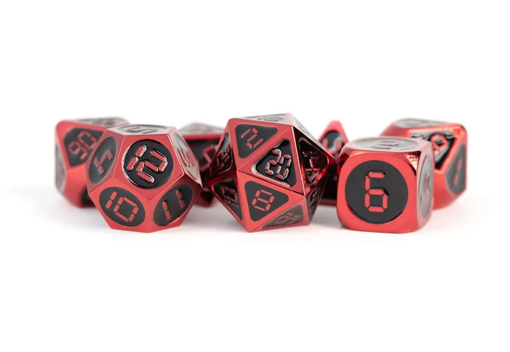 FanRoll Metal Dice Set – Red with Black Enamel 16 mm 2