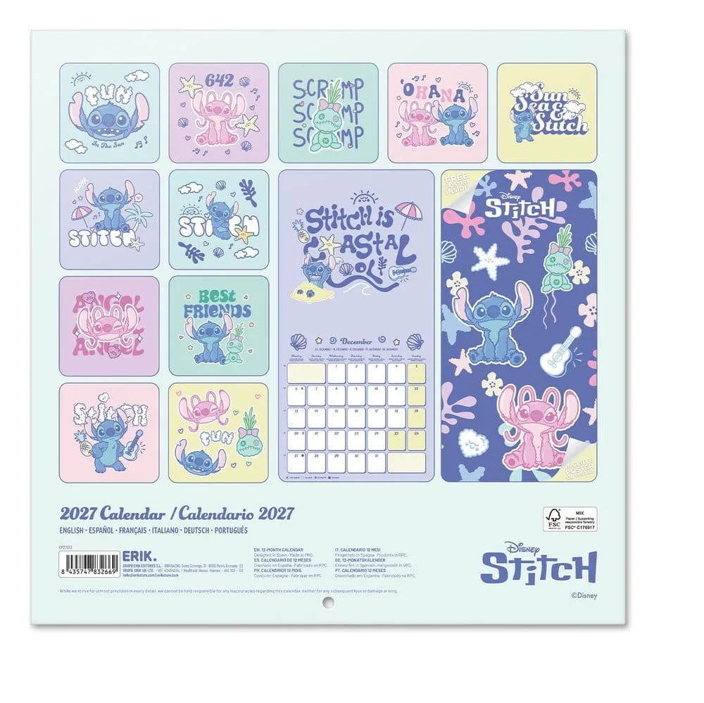 Disney Stitch Wall Calendar – 2027 with Poster 29.5 x 29.5 cm 2