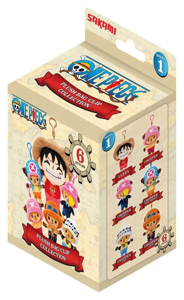 One Piece Plush Bag Clips – Blind Box Display of 6 11 cm 2