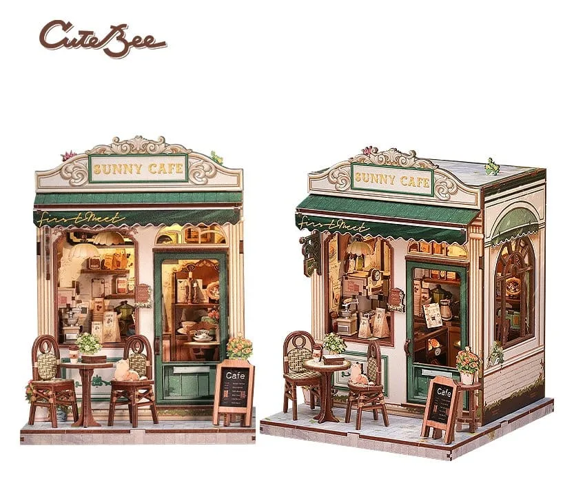 CuteBee Miniature House Model Kit – Sunny Cafe 20 x 16 cm 16