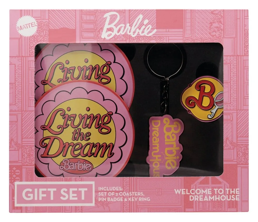Barbie Gift Set – Pin Badge Keyring and Coaster
