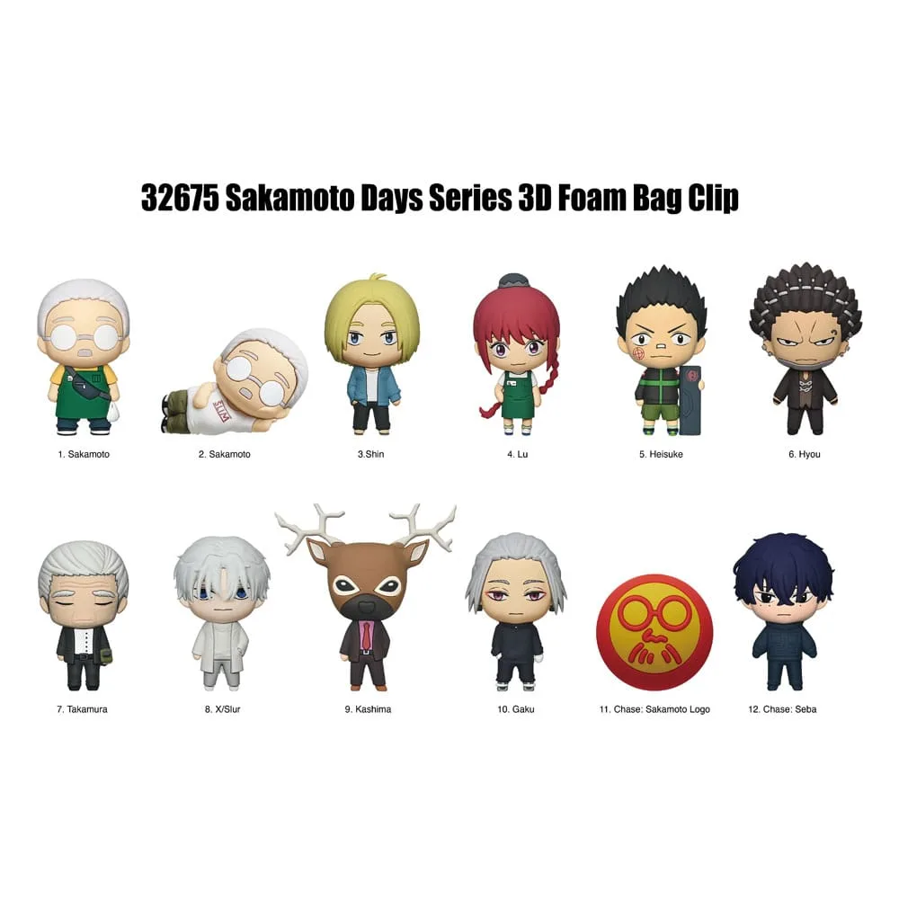Sakamoto Days 3D Foam Bag Clips – Series 2 Display of 24 3