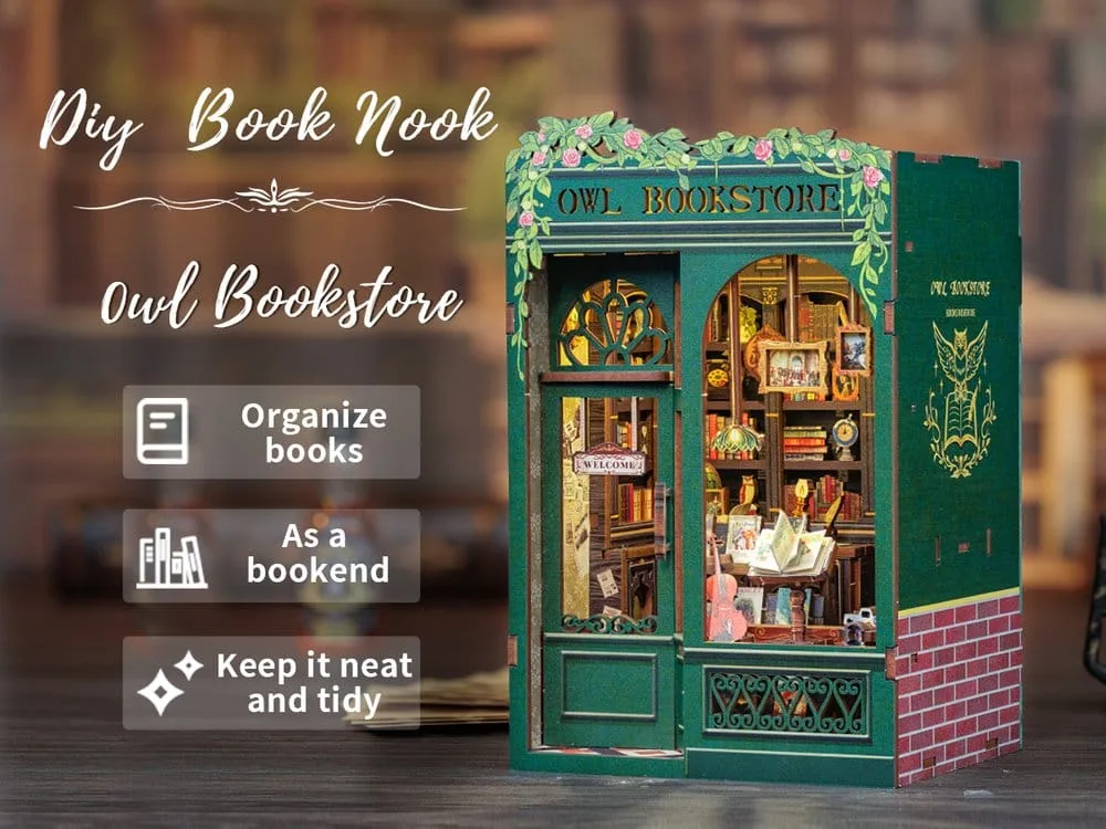 CuteBee book nook bouwpakket – Owl Bookstore 17 x 12 cm 11