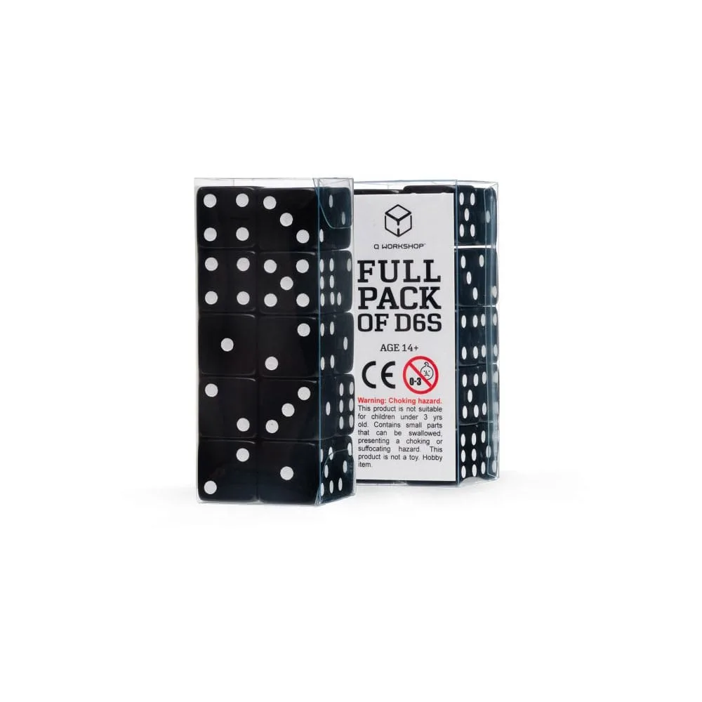 Q Workshop Dice Set – Black D6 Full Pack of 20 16 mm
