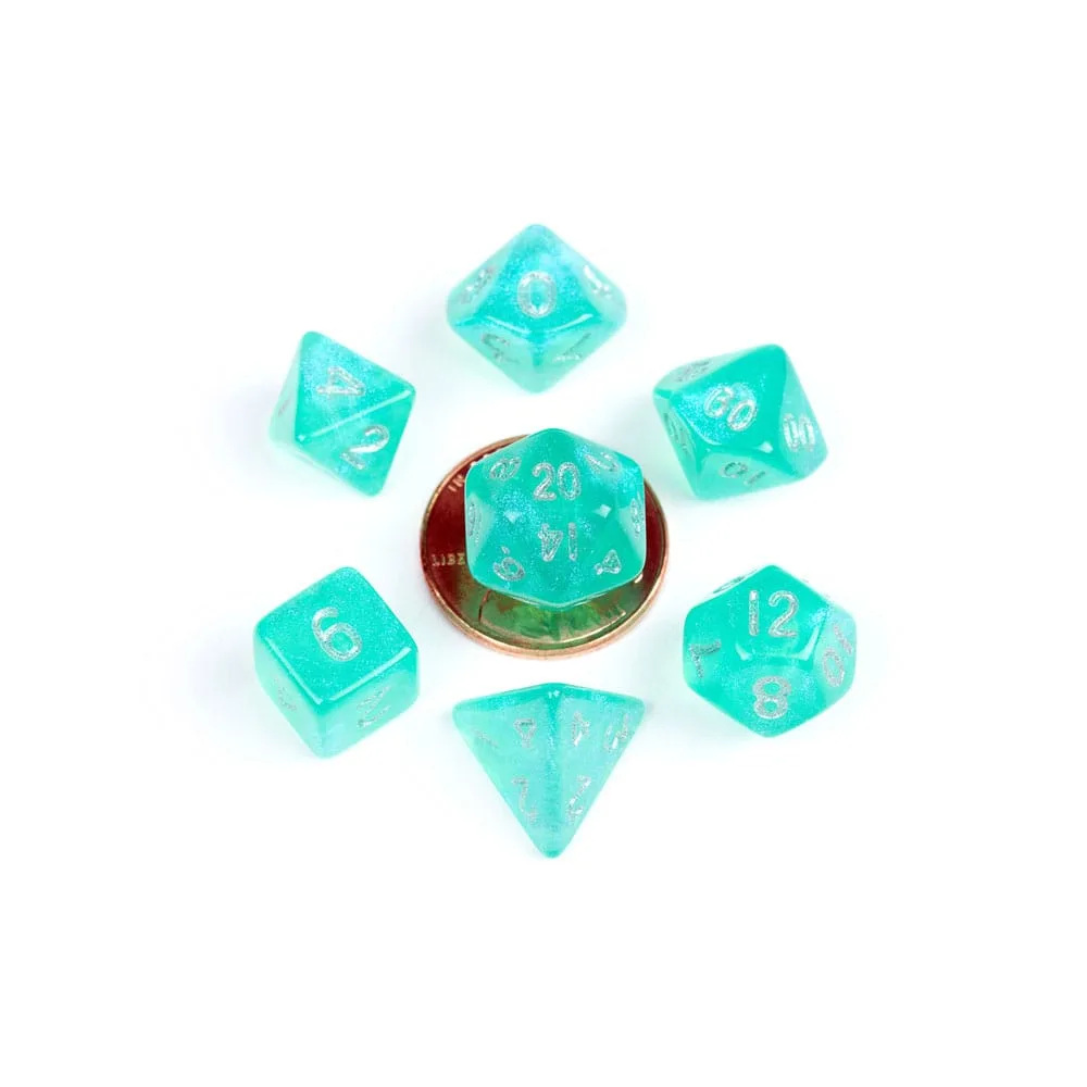 FanRoll Mini Dice Set – Stardust Turquoise 10 mm