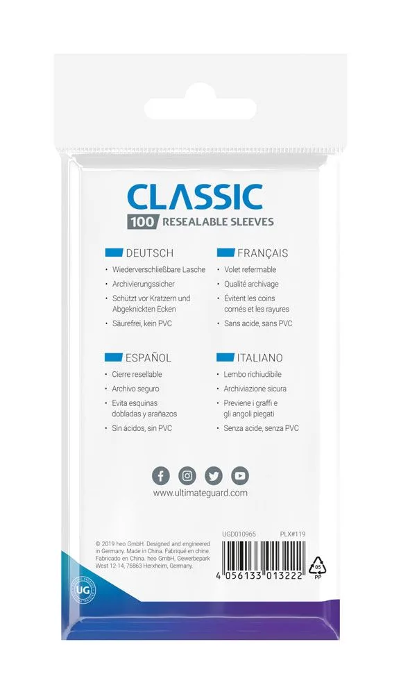 Ultimate Guard Card Sleeves – Classic Resealable 66 x 93 mm 3