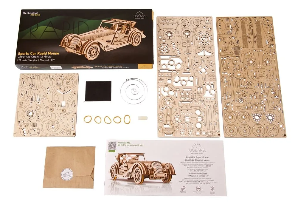 Ugears Holzbausatz – Sportwagen Rapid Mouse 1:24 26